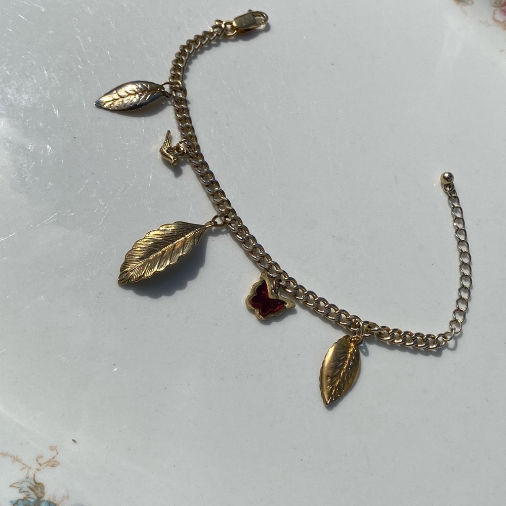 Gold Leaf Charm Bracelet